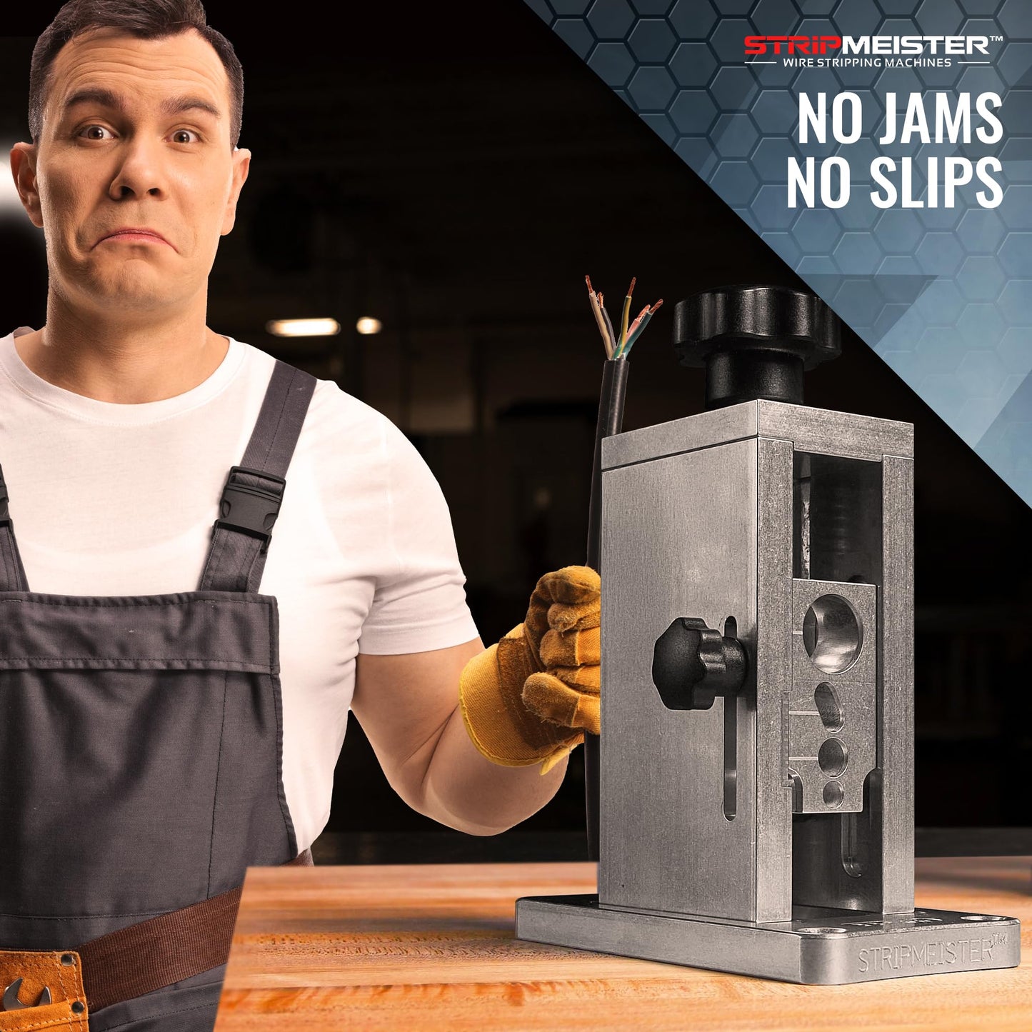 StripMeister Original Drill-Powered Wire Stripper – Wire Sizes Up To Ø3/4", Jam-Free, Copper Wire, Built for Safety, Speed, and Efficiency - Portable Wire Stripping Machine