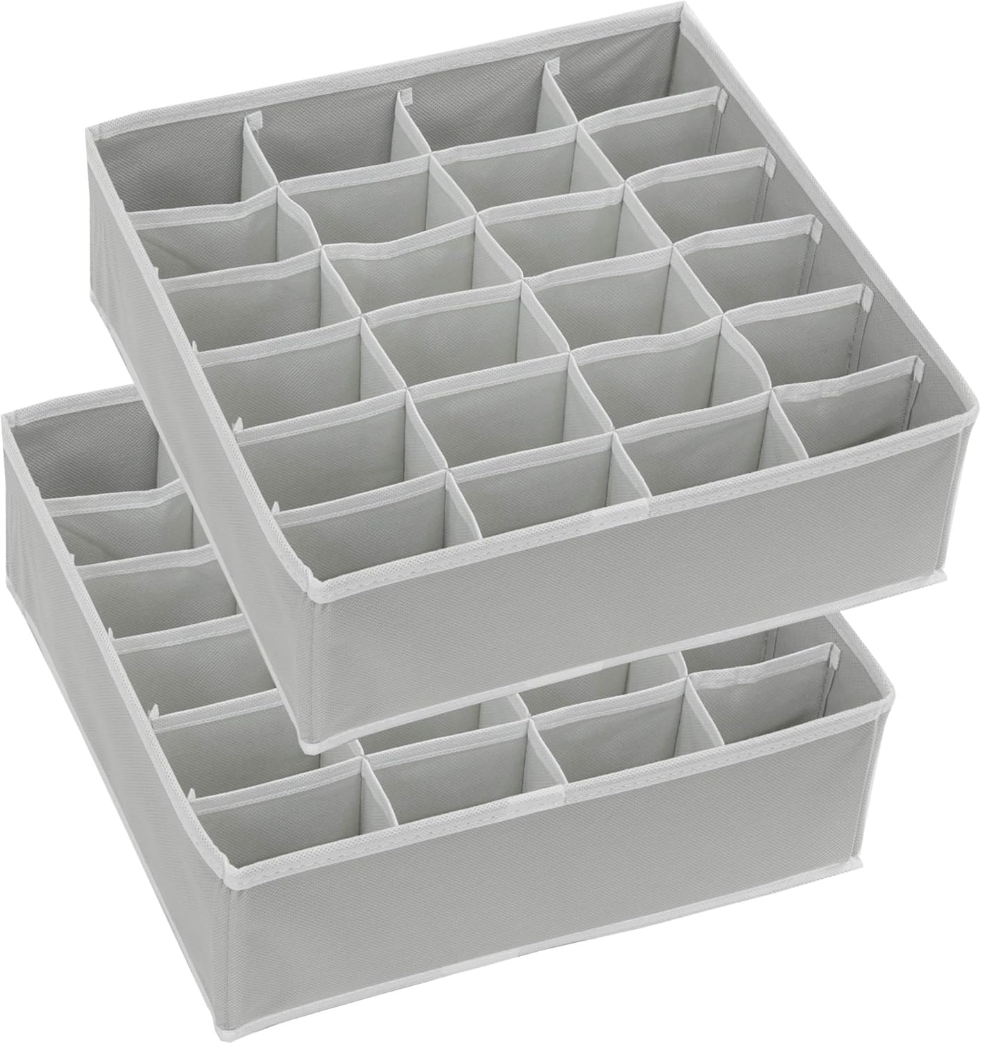 Simple Houseware 24-Cell Gray Sock Organizer - 2 Pack Closet Drawer Divider for Neat Storage