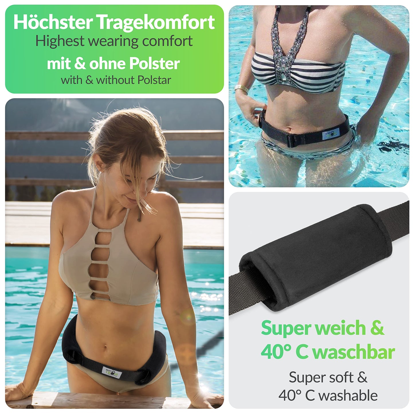 Premium Swim Trainer – for Any Pool, Optimal Swimming Without Counter-Current System, Padded Swim Belt 1–20 kg, Tested, Certified, Made in Germany