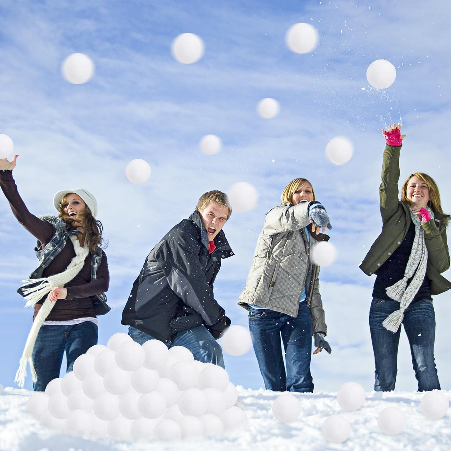 Skiennix Fake Snow Balls - Soft Plush Indoor & Outdoor Snowball Fight Set | 120 Pack for Kids & Family Fun