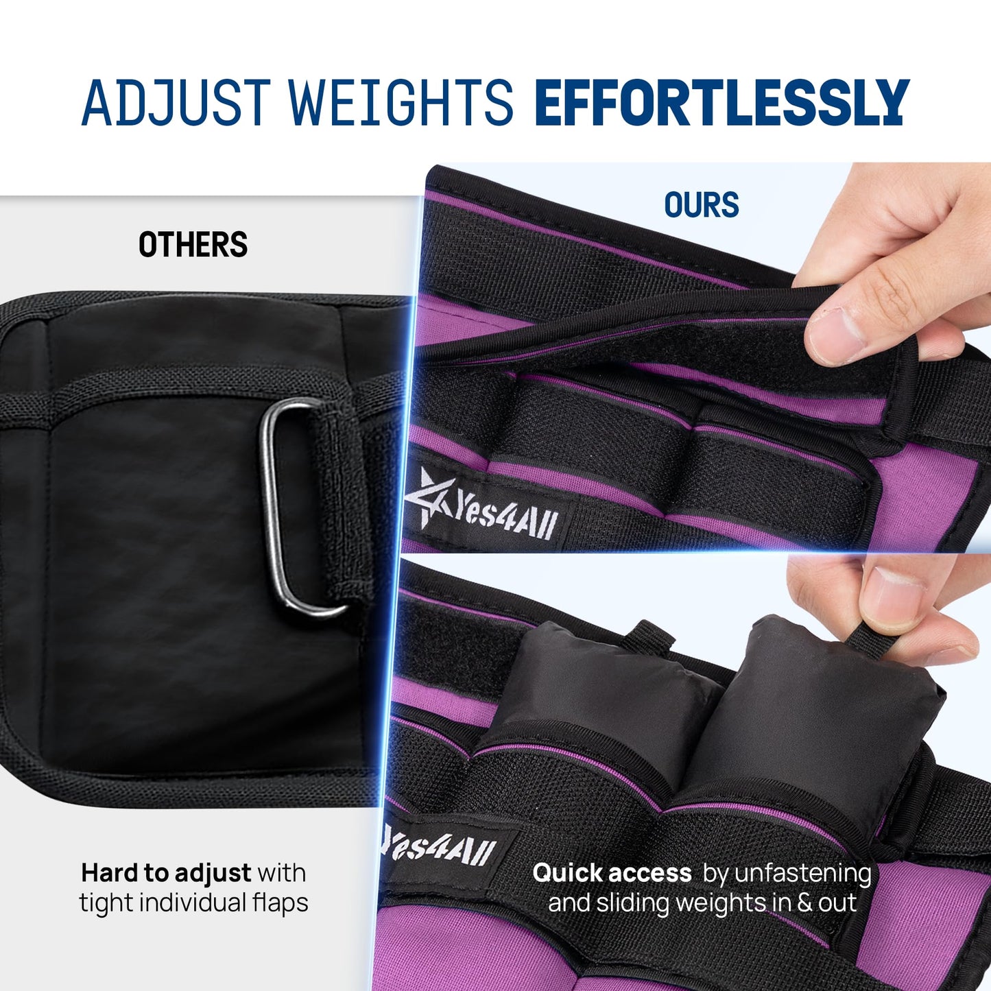 Yes4All Adjustable Wrist & Ankle Weights 3.5/5 LB Pair, Leg Weights for Women & Men, Weighted Arm Bands with Removable Sandbags for Fitness, Pilates, Walking, Strength Training - Versatile Colors