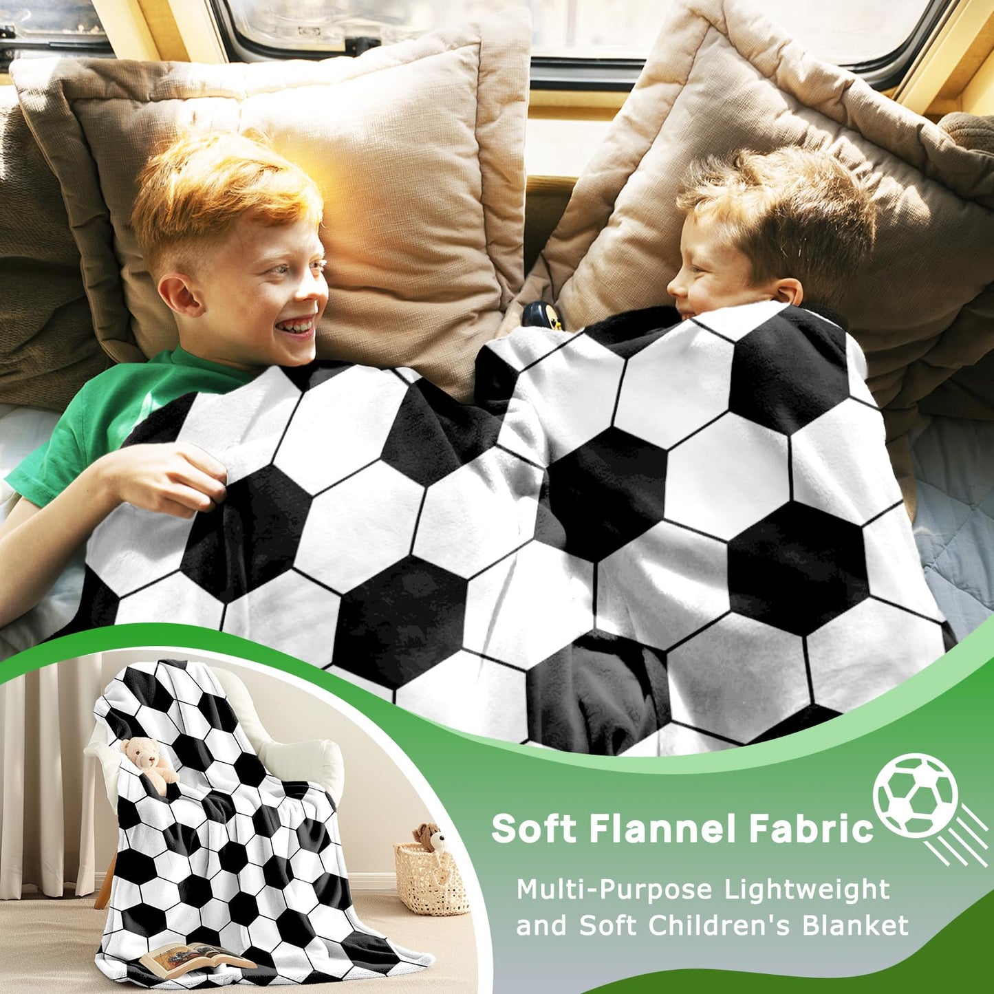 KING DARE Soccer Blanket, Soccer Gifts for Boys Girls 6-8-12, Unique Soccer Stuff Gifts for Soccer Lover, Soft Fleece Soccer Throw Blankets for Kids 50x60 Inch