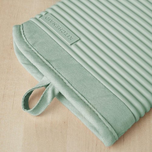KitchenAid Ribbed Soft Silicone Oven Mitts - Heat Resistant 2-Pack Set, 7.5"x13", Pistachio