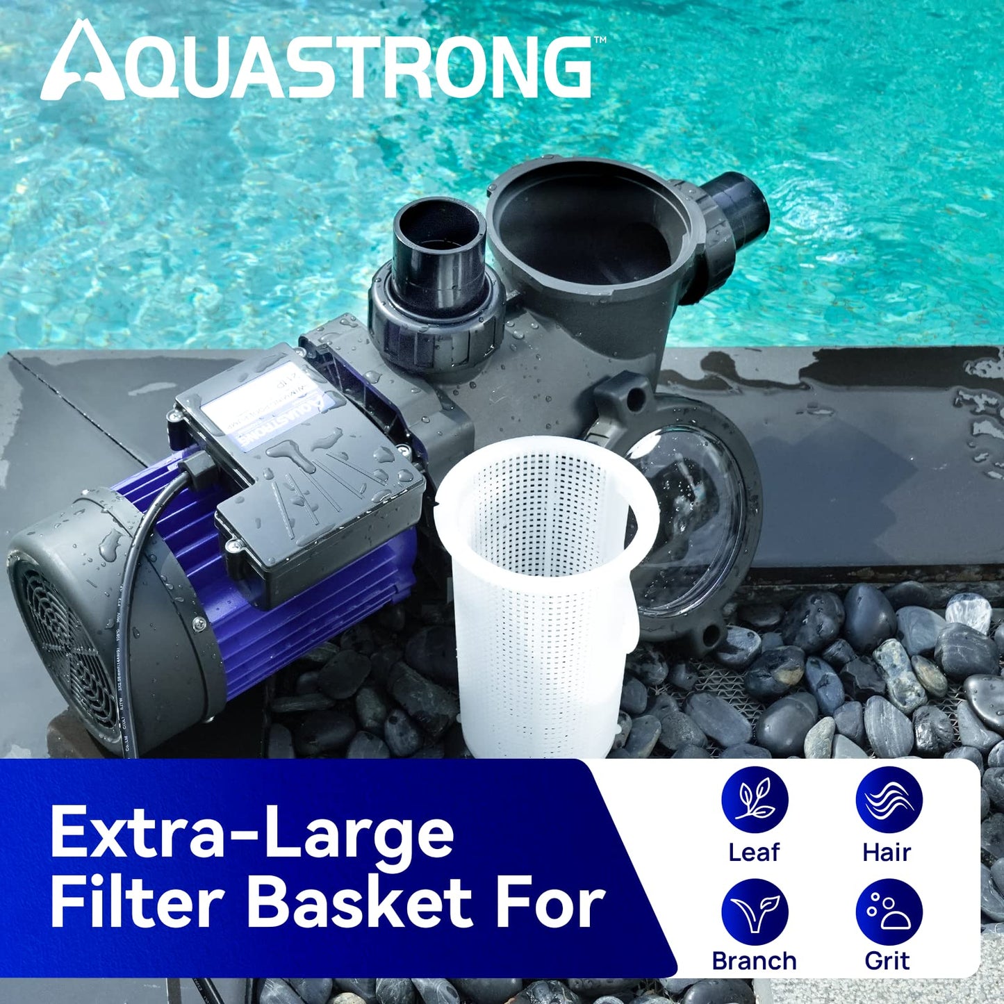 Aquastrong In/Above Ground Pool Pump High Flow Self Primming Swimming Pool Pump,Aqua Blue