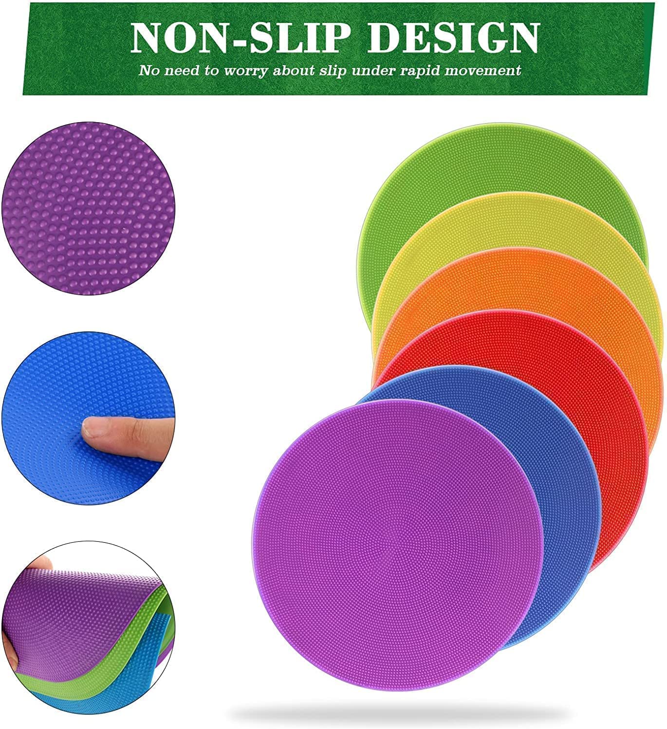 DODOLOOK 8 Inch Poly Vinyl Spot Markers, Non Slip Rubber Agility Markers Flat Field Cones Floor Dots,for Exercise Drills, Sports, Speed Agility Training -12 Pcs