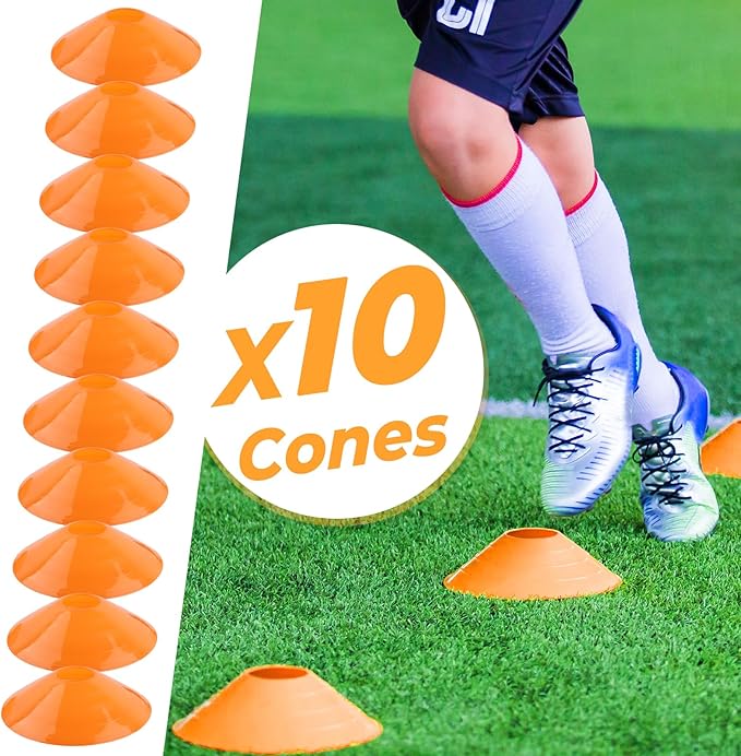 GHB Pro Agility Ladder Soccer Kick Trainer Set 20ft 12 Rung 10 Cones and 4 Stakes Speed Agility Football Training Equipment with Carrying Bag