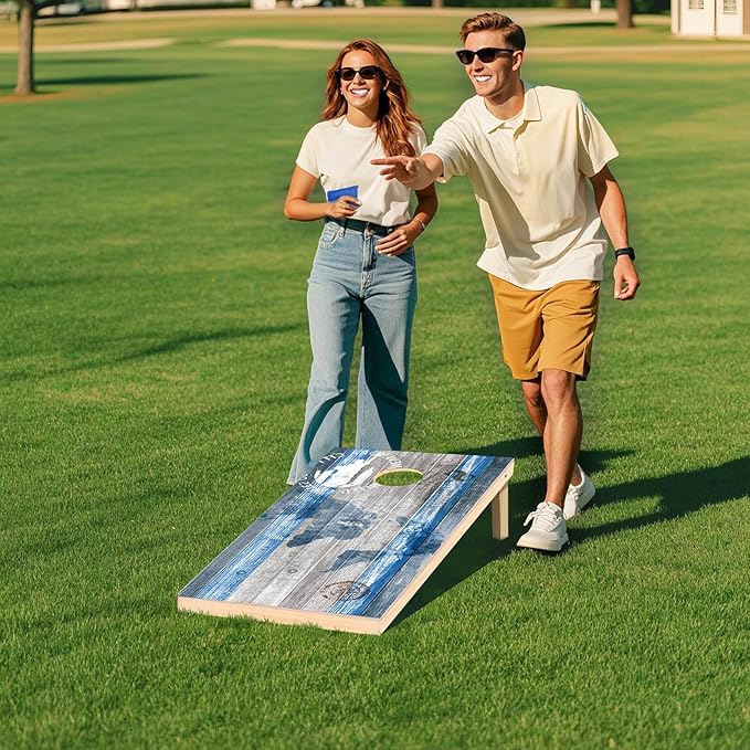 Cornhole Board Set, Regulation Size 4 x 2FT/3 x 2FT Solid Wood Corn Hole Game Set with 8 Bean Bags,2 Cornhole Boards and 1 Carry Bag for Outdoor Beach Toss Games Competitions