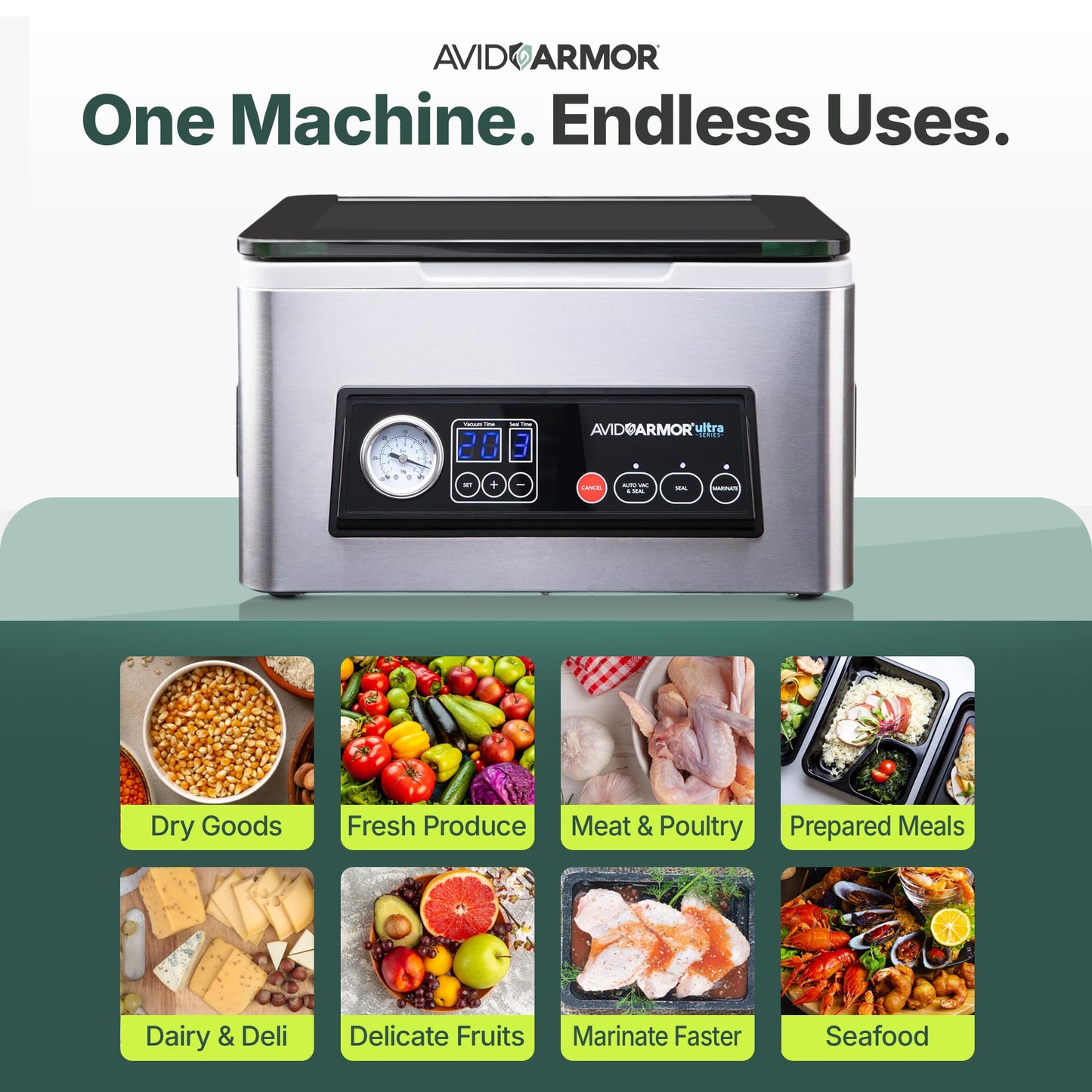 Avid Armor Chamber Vacuum Sealer Machine USV20 Ultra Series for Wet Foods, Meat Vacuum Packing Machine, Compact with 11.5-Inch Vaccum Sealer Bar