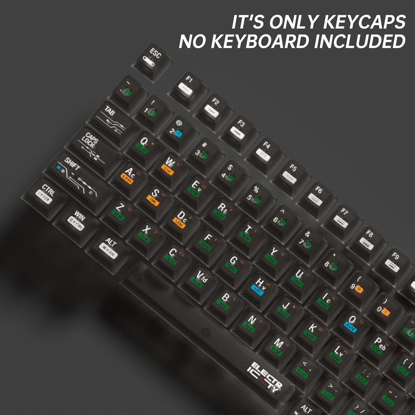 FunHub 115 Set 60 65 75 100 Black Transparent Keycaps,Clear Plastic Key Caps Cherry Profile RGB Backlit Shine Through