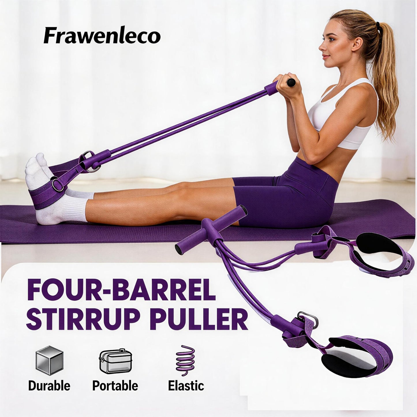 FRAWENLECO Fitness Resistance Bands with 4 Tube Pedal Ankle Puller, Elastic Yoga Pedal Stretch Band for Exercise, AB Training, Sit Up Equipment
