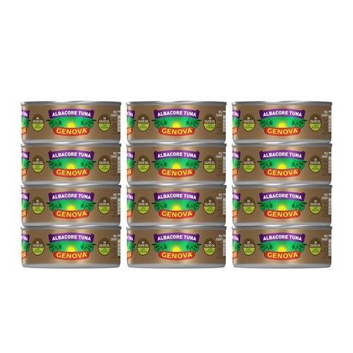 Genova Premium Albacore Tuna - Wild Caught Solid White in Olive Oil | Low Sodium, 5 Oz Cans (Pack of 12)