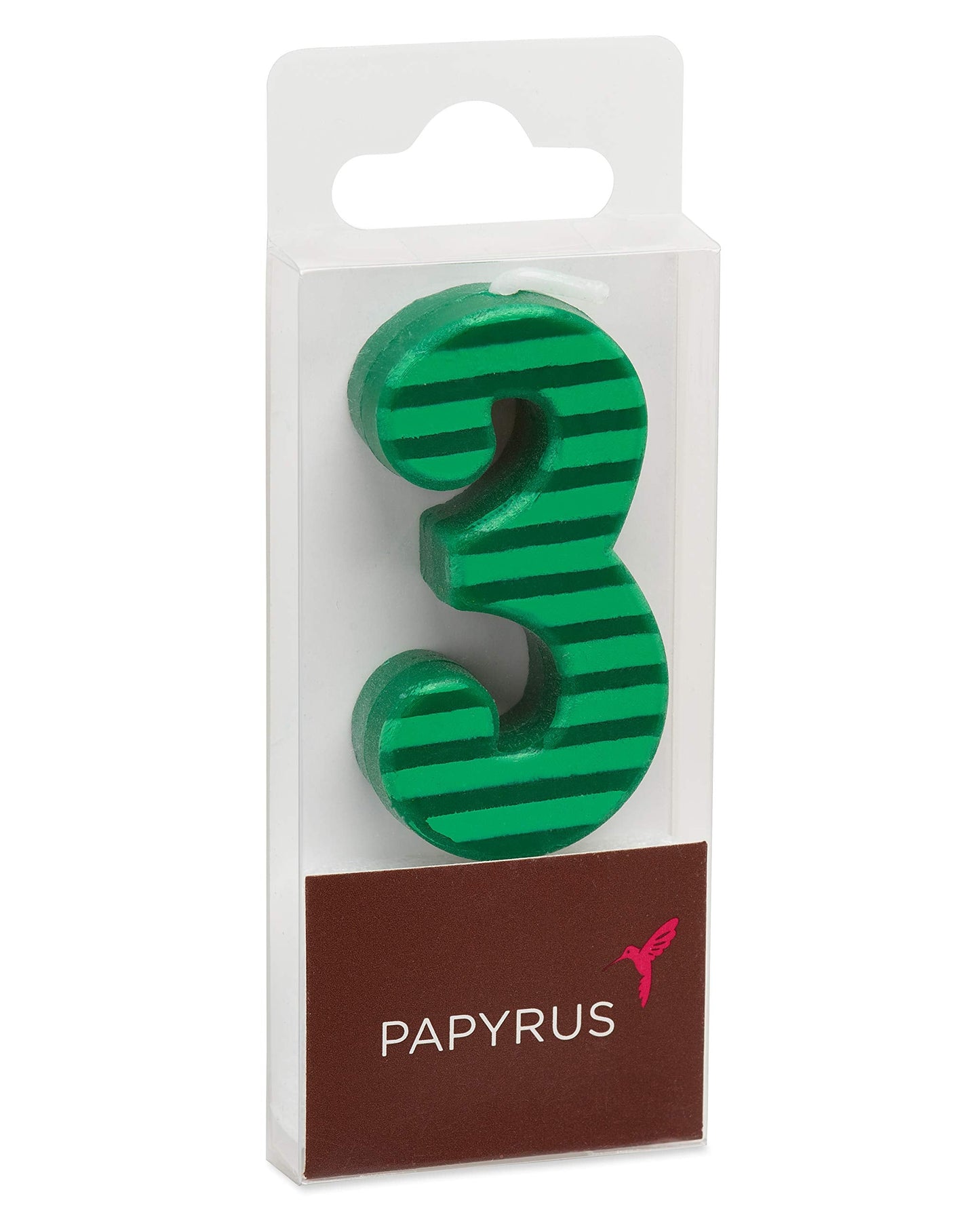 Papyrus Number Birthday Candles Pack, Green Stripes (10-Count)