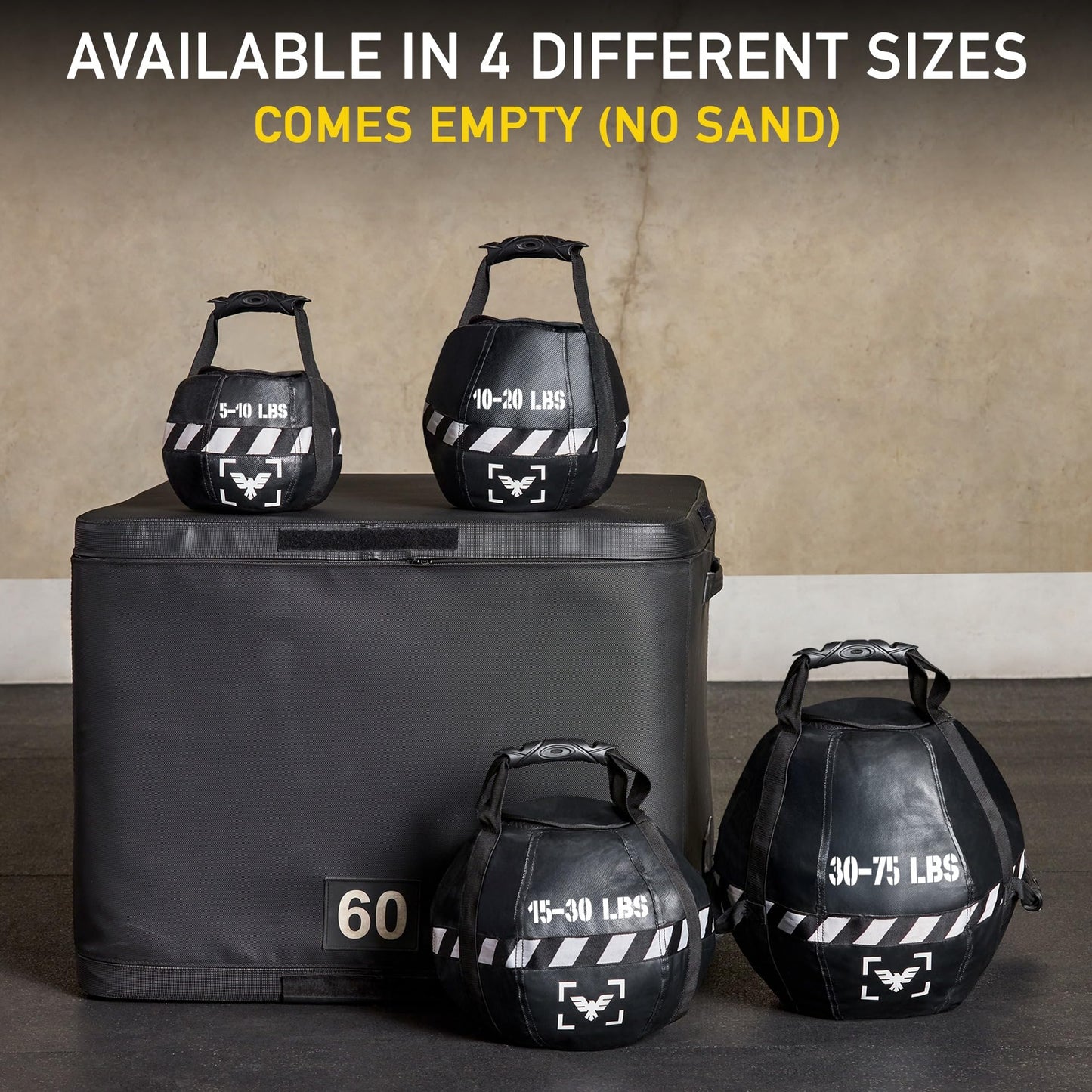 Elite Sports Kettlebell Sandbag - Heavy Duty Sand Weights Bag for Cross Training, Strength Training, Workout, Functional Fitness, Adjustable Weight, Durable Training Equipment for Home & Gym (Black, 10-20 LBS)