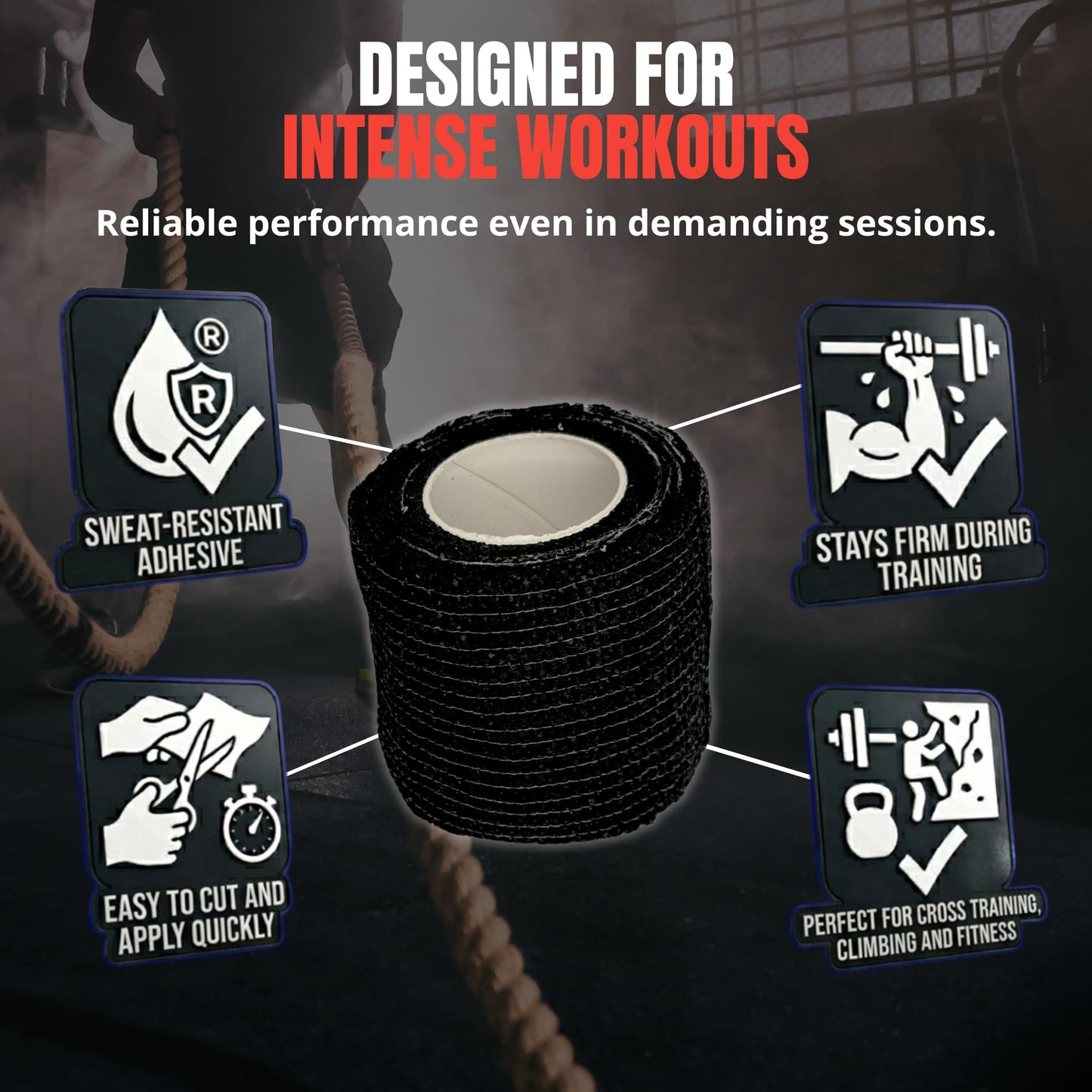 in s(h)ock Barcelona Thumb Tape 5 Rolls - Self Adhesive Athletic Tape for Thumb and Fingers - Hook Grip Tape for Cross Training, Weightlifting, Boxing, Climbing and Gym Workouts