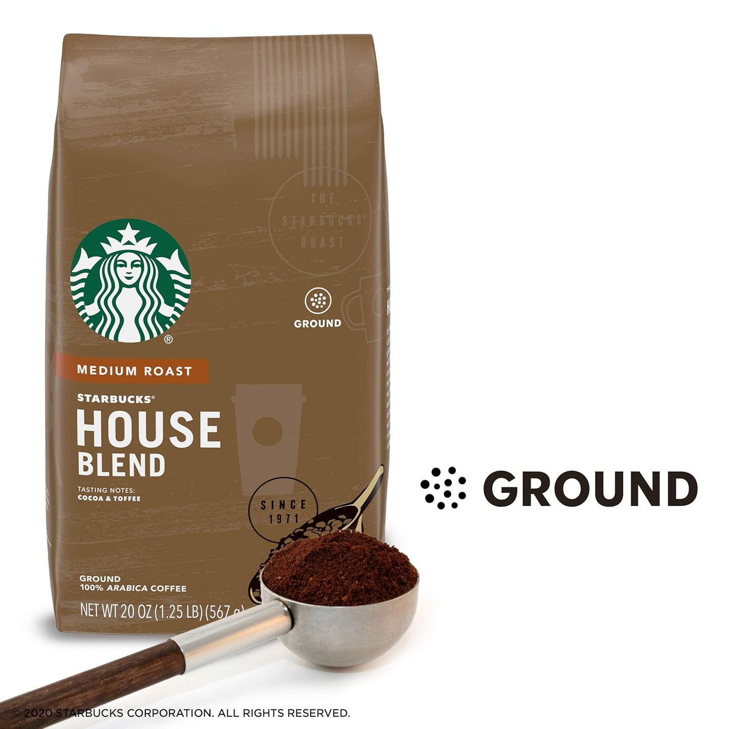 Starbucks Medium Roast Ground Coffee - House Blend - 100% Arabica - 6 Bags (20 Oz. Each)