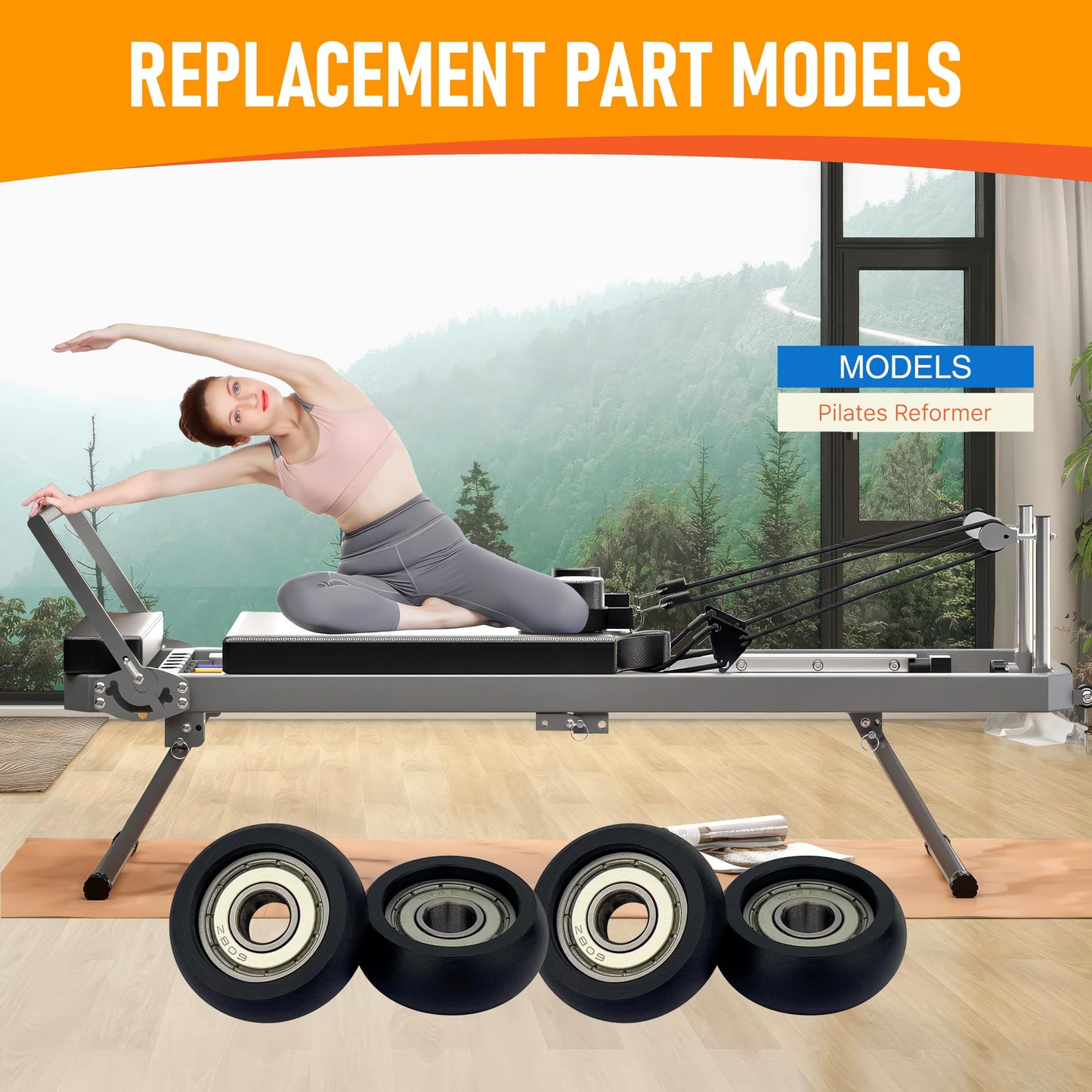 Upgraded Machined Roller Wheels Compatible with AeroPilates Reformer,Replacement Parts for Pilates Reformer Machine,The Bearing Bore Diameter is 5/16 Inch,4Pcs