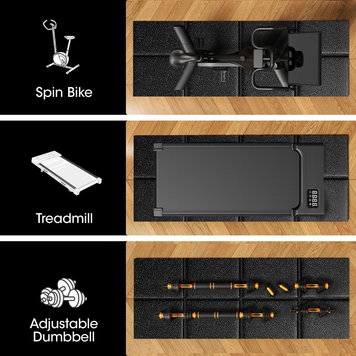 Stepwaver Walking Pad Mat for Carpet, Walking Pad Mat for Hardwood Floors, High Density, 0.16" Thickness, Folable, Floor Protection for Bike, Elliptical, Treadmill