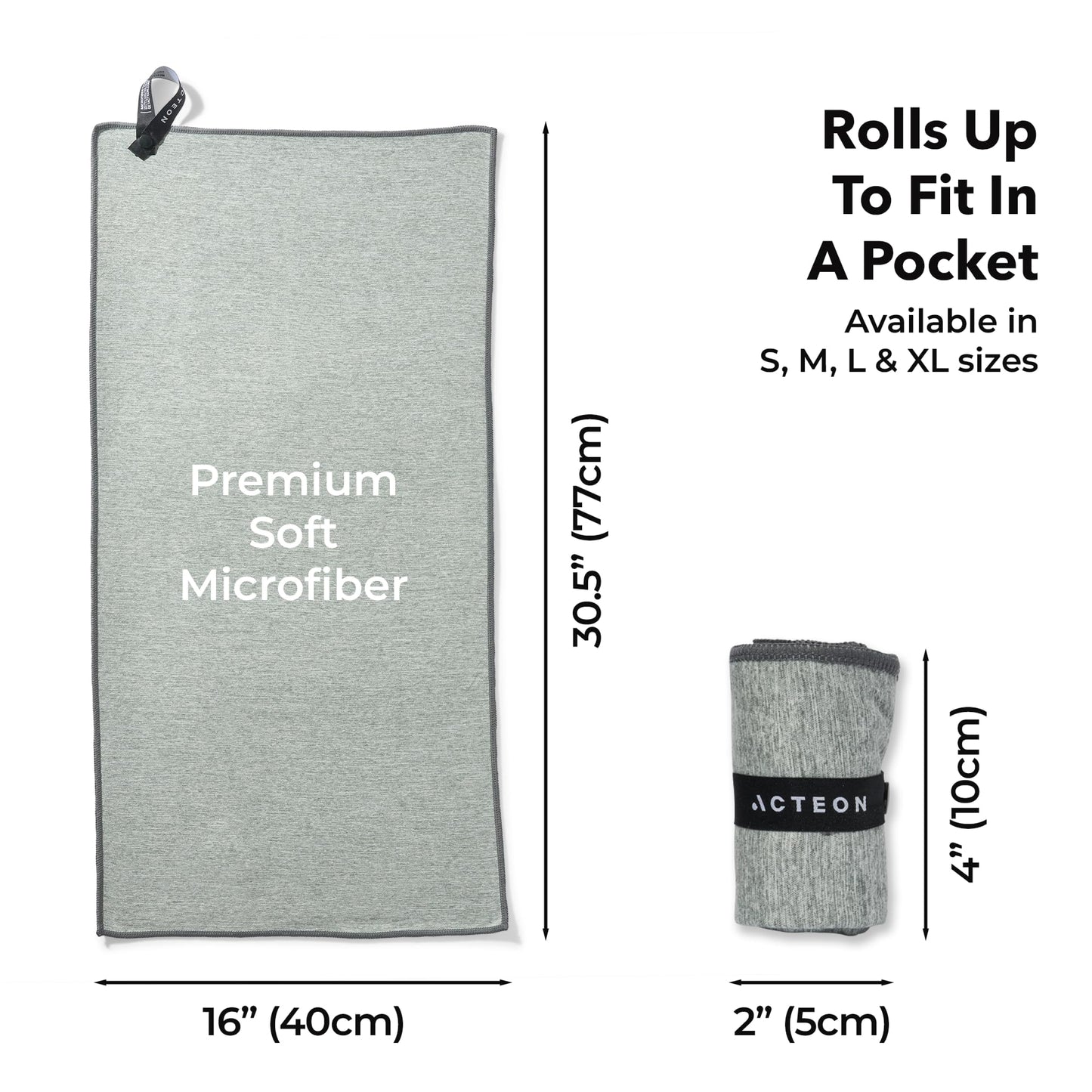 Acteon Microfiber Gym Towels 5 Pack, Quick Dry Silver ION Odor-Free Sweat Towel, Super Absorbent Fast Drying for Men & Women, Workout, Yoga, Running, Hiking, Travel – 16x30.5 Inch