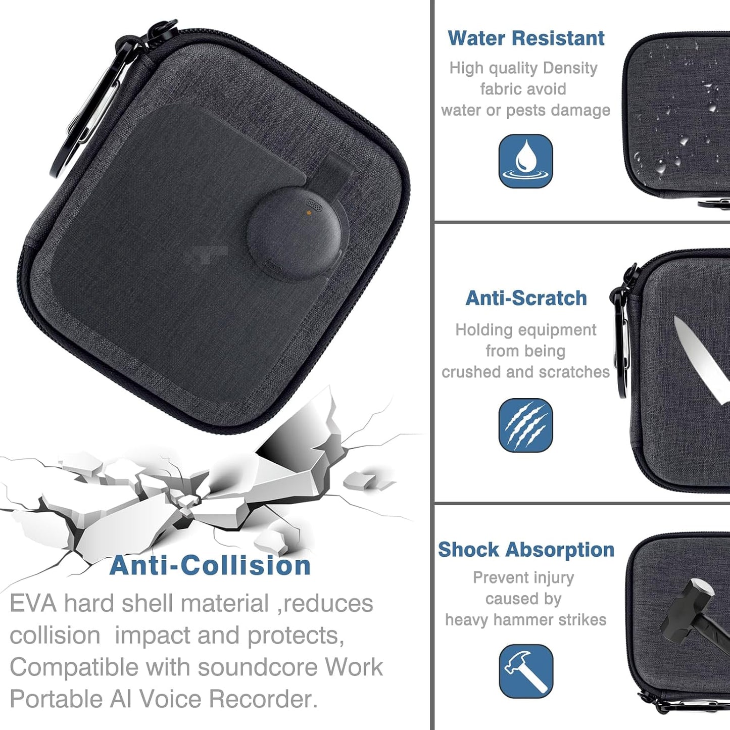 EVGRDCS Case for Anker soundcore Work AI Voice Recorder (Case Only)