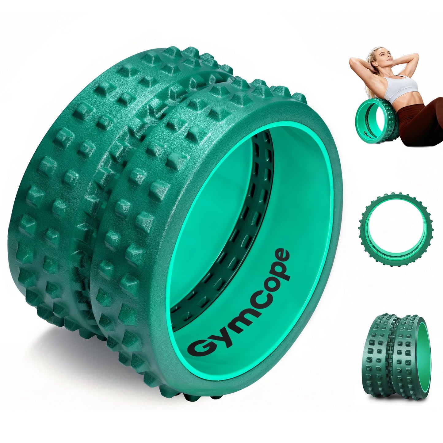 GymCope Back Roller for Back Pain Reliefn & Stretching, Deep Tissue Massage Roller Supports Up to 530 lbs / 240 kg, 5.5''-7.5'' Curved Foam Roller for Home Physical Stretching (Green, Firm)