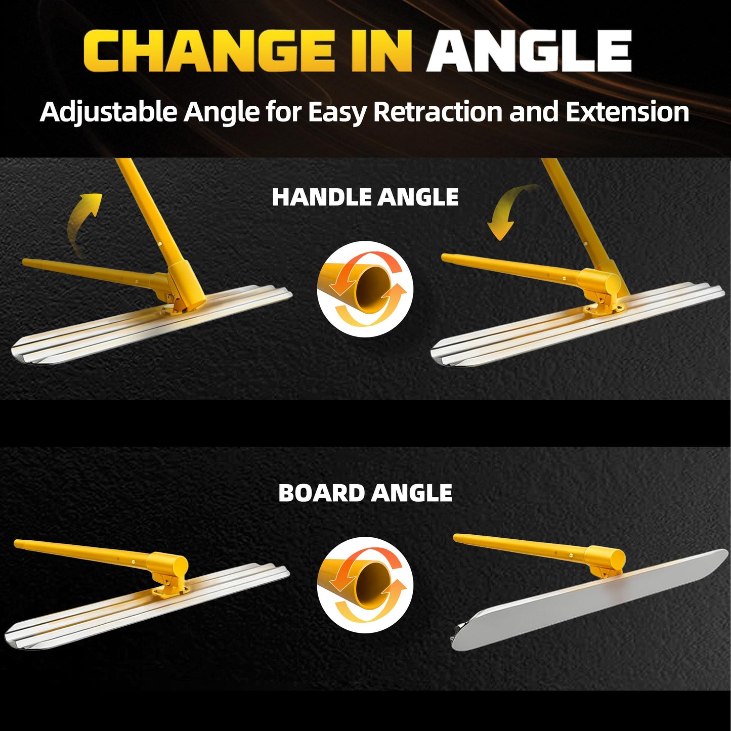 KJE Aluminum Magnesium Alloy Bull Float Concrete Tools 48 x 8 inch, Round End, Board Kit trowel Tool Cement Tools Float Bracket Concrete Tools with 48 inch Handles x 4,Screeding tool kit