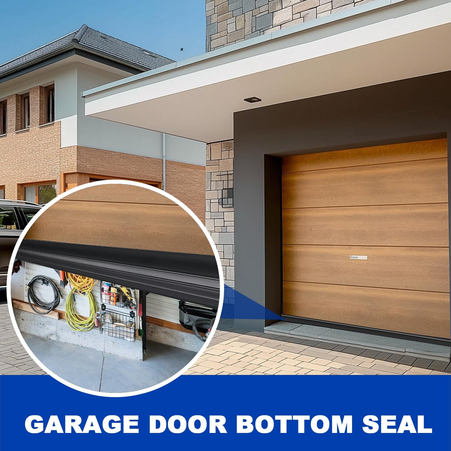 DGSL Garage Door Seals Bottom Rubber Weather Stripping Kit Seal Strip Replacement, Weatherproof Threshold Buffering Sealing Rubber 5/16 Inch T Ends (10 FT, Black, U+O & Aluminum Tracks)