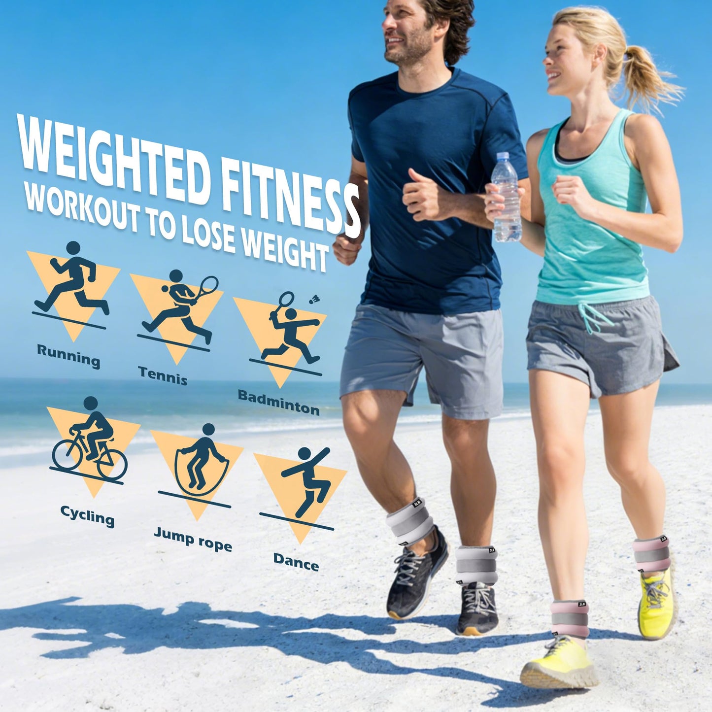 leikefitness Wrist/Ankle Weights Set of 2 (1 lb/2 lb/3 lb Each) for Women,Men and Kids, Modularized Leg Weight Straps for Yoga, Walking, Jogging, Aerobics, Gym (Blue, 2 lb Pair (1 lb Each))