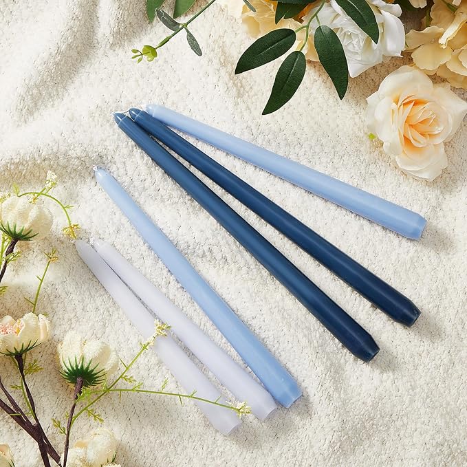 MTLEE Taper Candles 8/10/12 Multi Height Unscented Taper Candles 8 Burn Hours for Dinner Decorative Home Decoration Wedding Party Candlesticks (Gradient Blue,36)