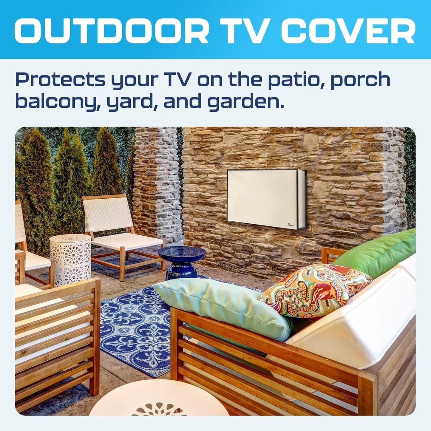 39 Inch Garnetics Outdoor TV Cover Waterproof, Weatherproof TV Enclosures with Smart Shield Screen Protectors, Ideal
