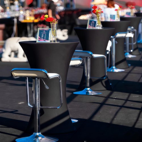 Lemict Cocktail Table Covers - 6 Pack 32x43 Inch Table Cloth - Black Fitted Stretch Spandex Round High Top Tablecloth for Party, Bar, Birthday, Pub, Banquet