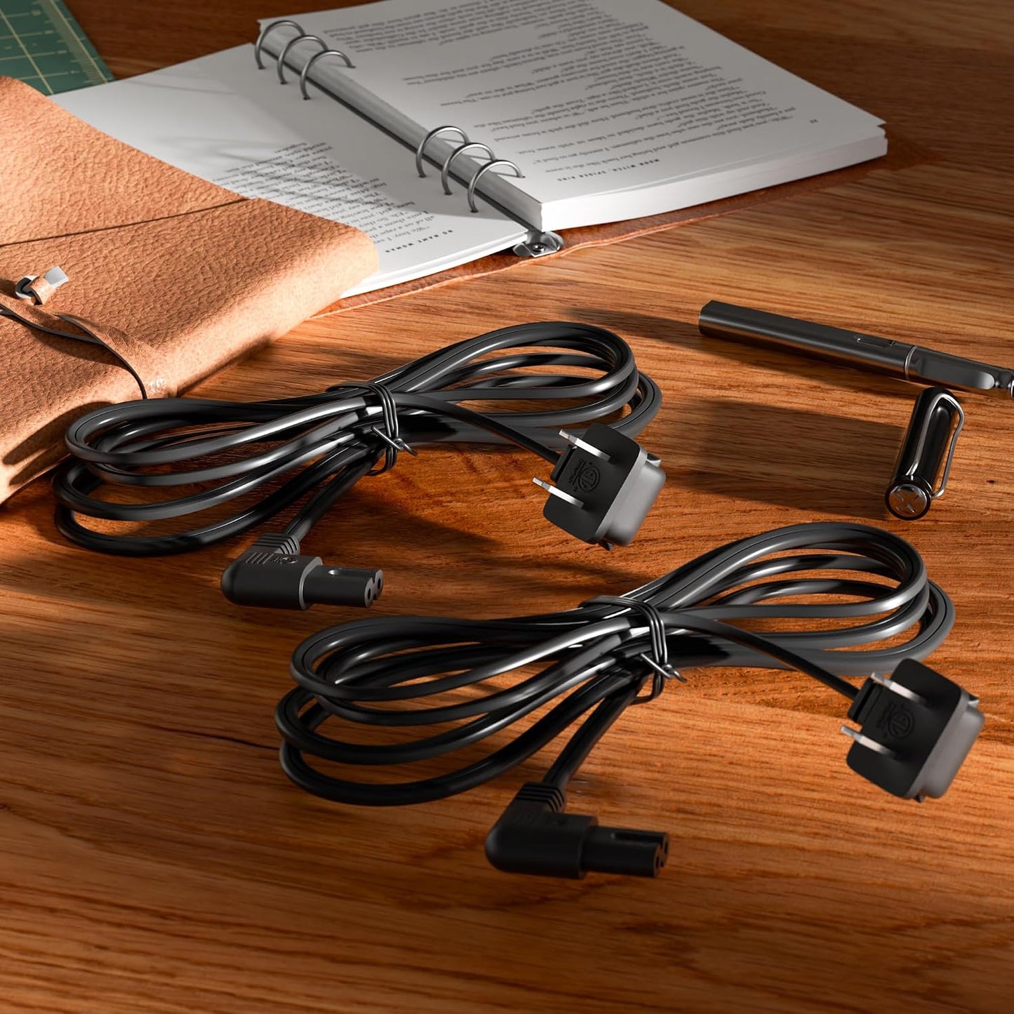 Conable 2-Slot 8 (2-Pack), 90 IEC320 C7 1-15P, 2 8, 2 Pack Angled Non-Polarized Angle Power Cord FT Degree L-Shaped TV