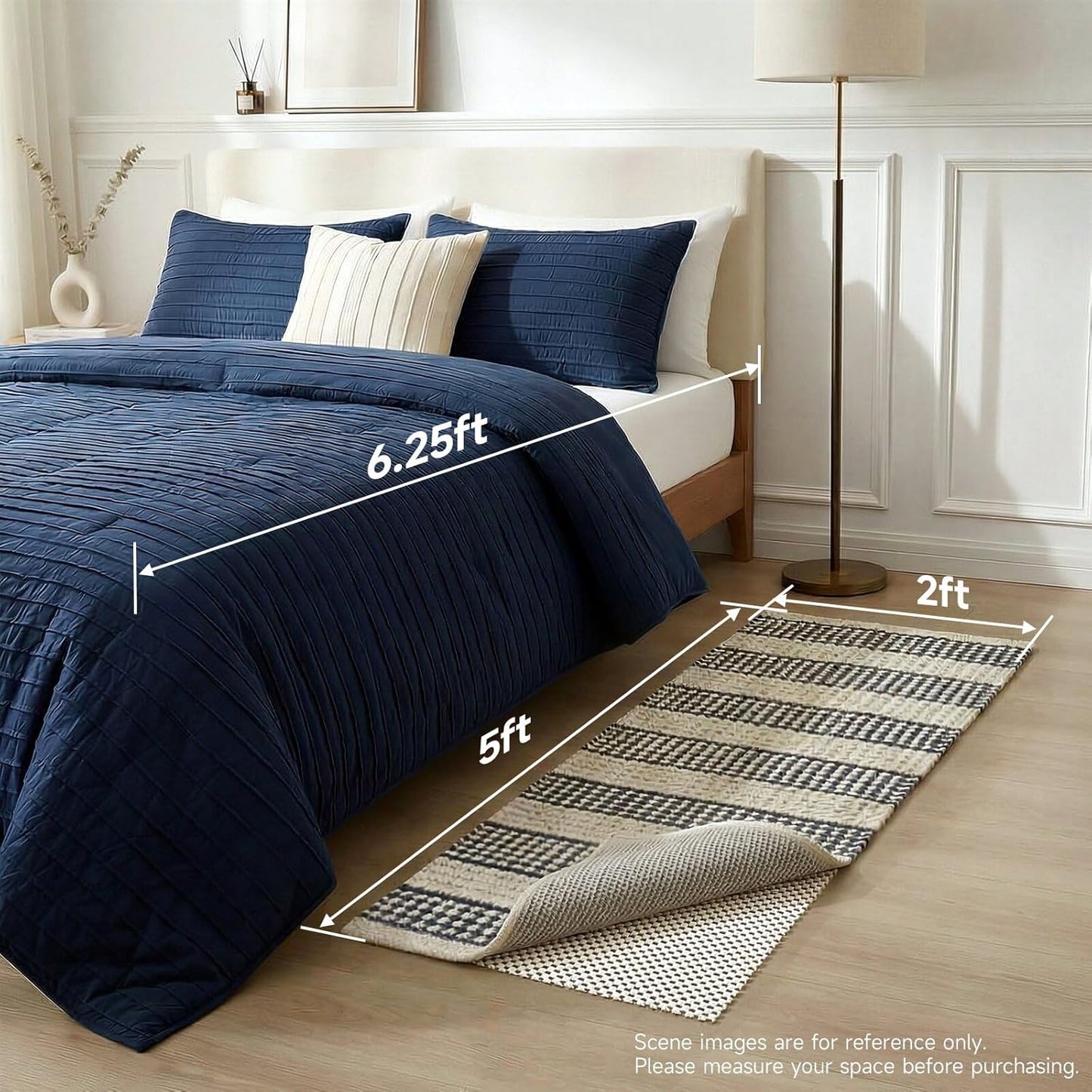 Veken Non-Slip Rug Pad Gripper - Thick 2x5 Ft Area Rug Pad for Hardwood & Tile Floors