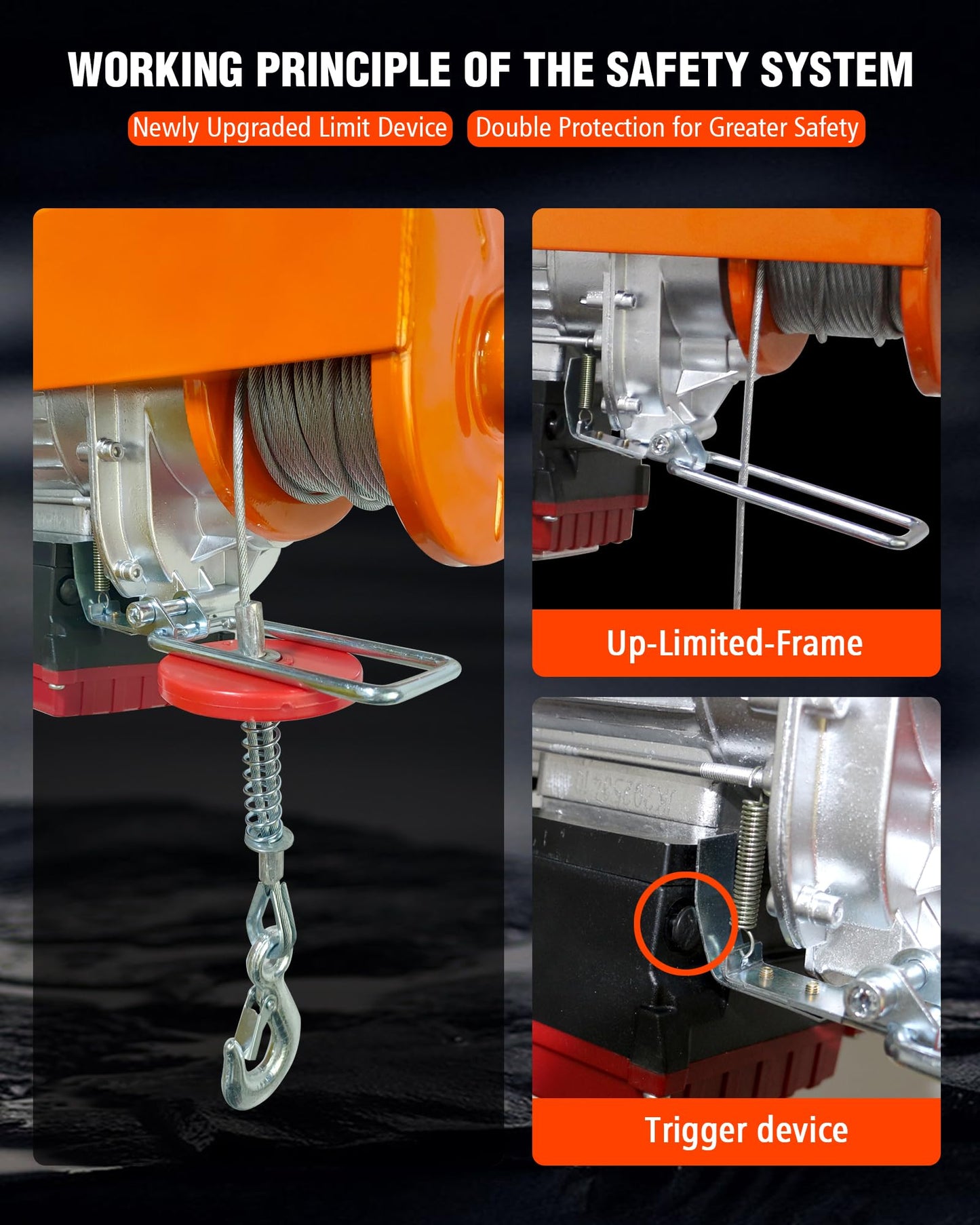 880 lbs Electric Hoist, 2 in 1 Wireless/Wired Remote Control, 110V/120V Electric Hoist Winch, 16ft/33 ft/min Speed, 65.6 ft Height for Garage, Attic, Warehouse, Factory, Construction Site