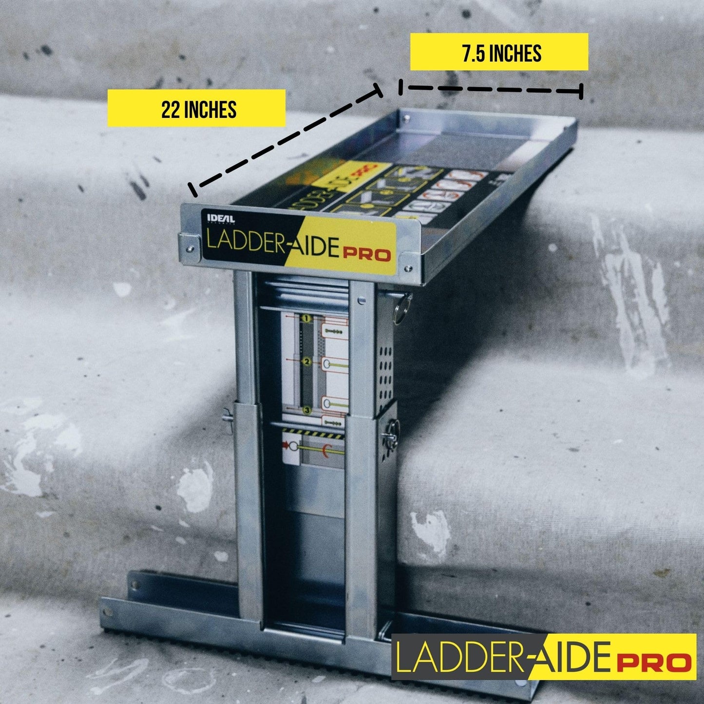 Ideal Security Foldable Ladder-Aide PRO: Fits Steps 4.921" to 7.875" High, Ladder Extender, Accessories, Stabilizer, Leveler for Single and Extension Ladders