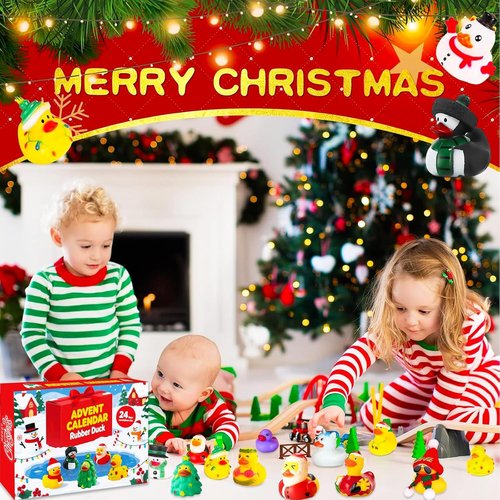 Christmas Rubber Ducks by [Brand Name] - 24 Pcs Fidget Toys for Advent Countdown | Fun Bath Gifts for Kids