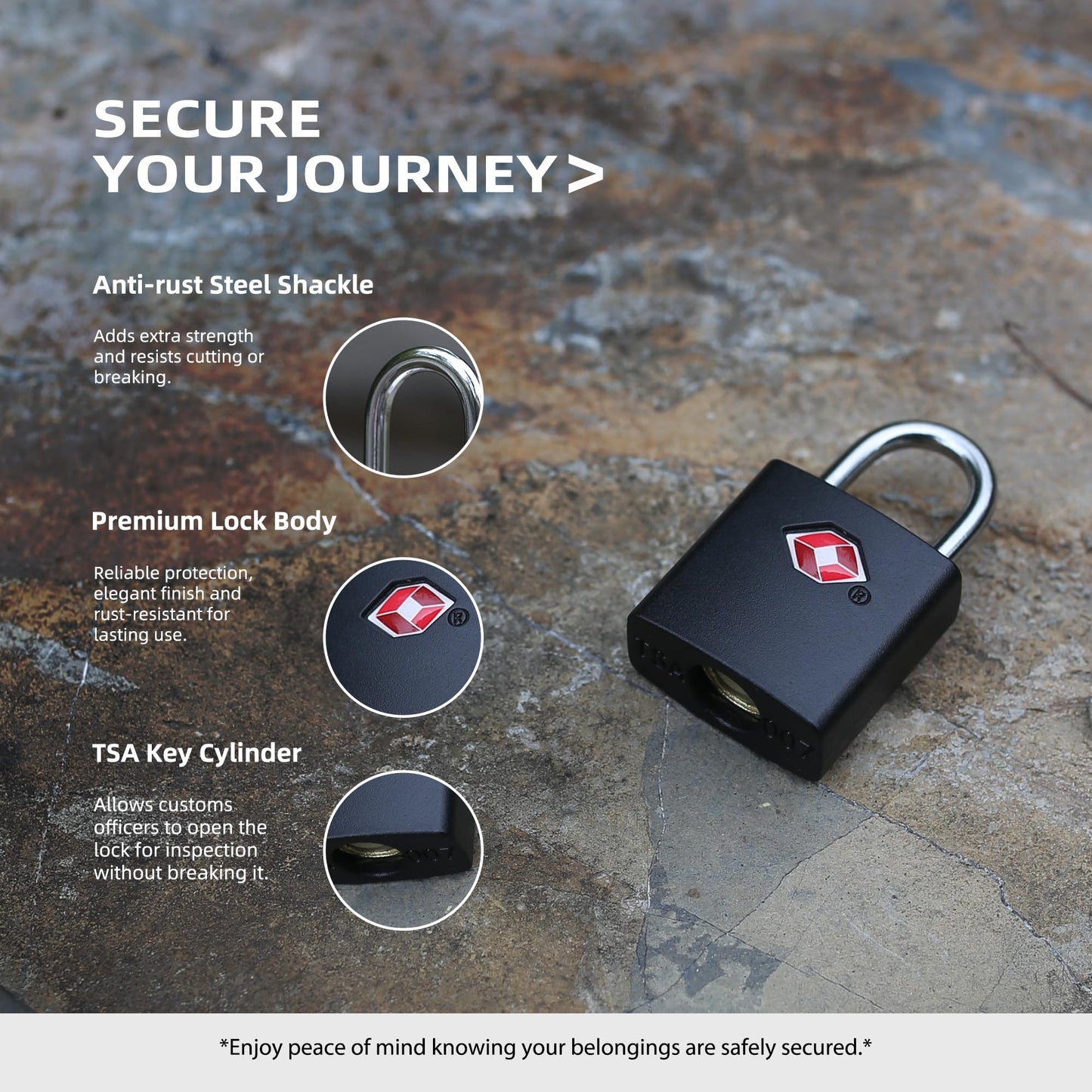 UP Security TSA Locks for Luggage with Keys, Travel Luggage Locks TSA Approved 4 Pack, Small Padlock with Key, Keyed Alike Mini Padlock for Suitcase, Backpack, Bag, Zipper, Case, Box, Small Locker