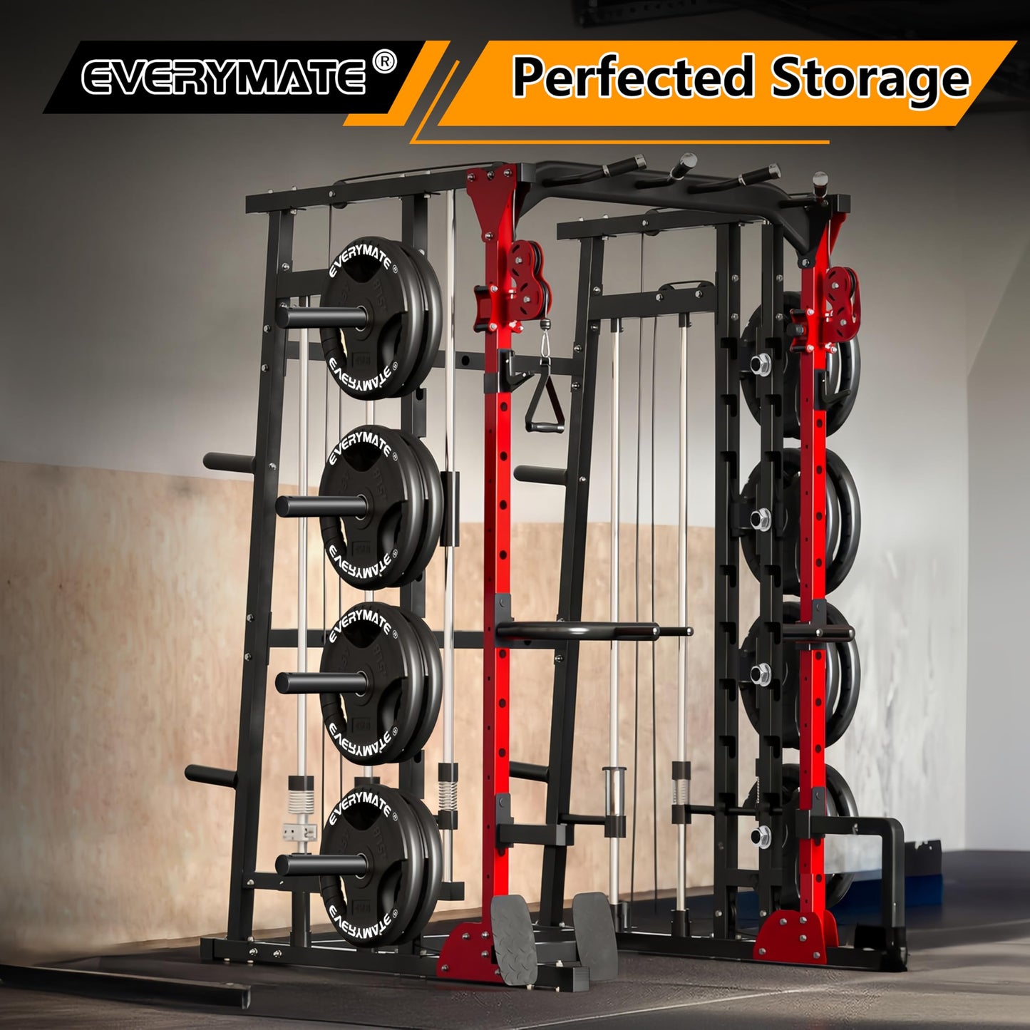 EVERYMATE Weight Plate Holder: Power Rack Attachments Squat Rack Weight Plate Rack for 1 inch Standard Weight Plates, 2x2 3x3 2x3 Power Cage Accessories Weight Plate Storage