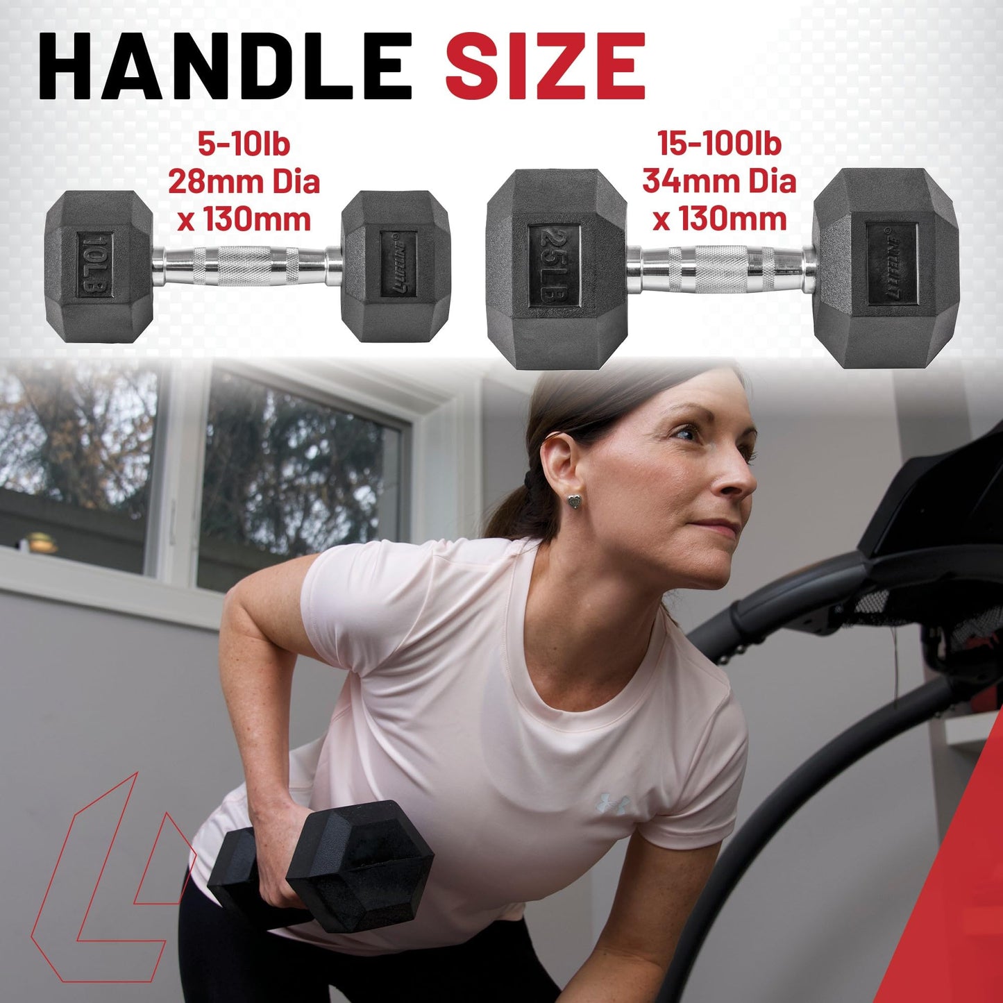 Lifeline Hex Dumbbells – Premium Quality, Low Odor, and Ergonomic Knurled Handle, 80 lb