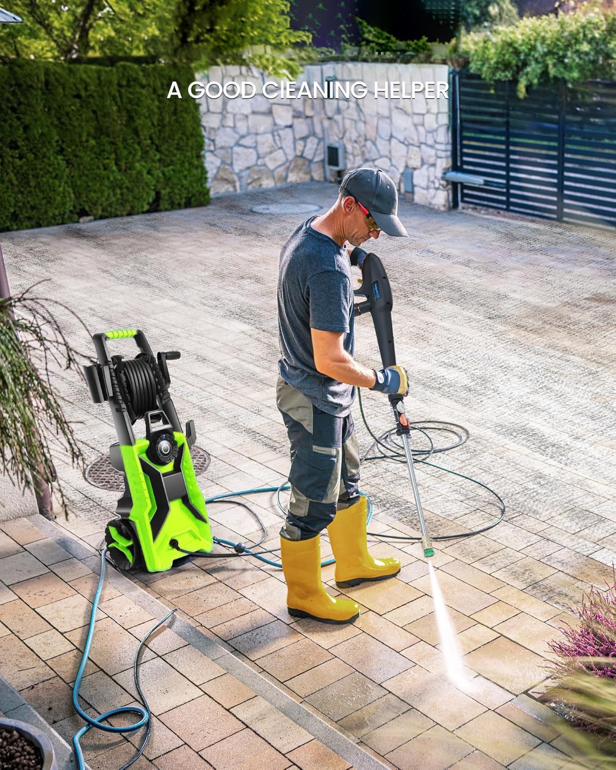 Electric Pressure Washer,5000 PSI 3.9GPM Adjustable Pressure,Power Washer Electric Powered with Foam Cannon,4 Nozzle,33FT Hose and Soap Bottle for Home/Cars/Fences (Green)