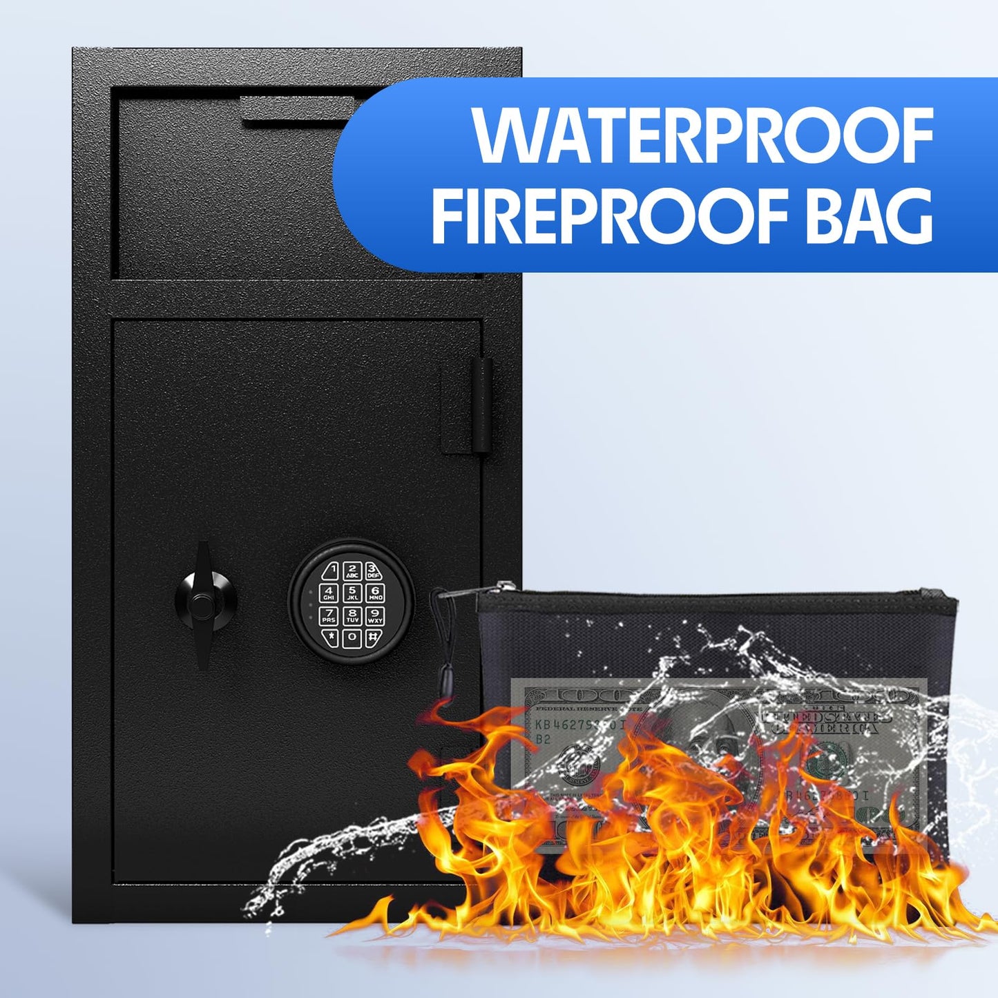 Cash Safe With Drop Slot 4.0 CUB Drop Safe for Business Money Depository Safes Box With Internal Keyed Locking Compartment Anti-Fishing Digital Combination for Home Hotel Restaurant Liquor Store
