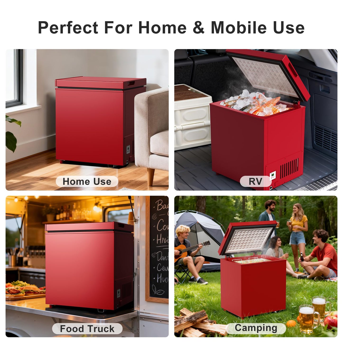 Northair Chest Freezer Low temperature quick freeze 14℉ to -40℉ Compact Freezer - 2 Removable Baskets Match Day Parties, Home Bar Game Day &Soccer Party (Red, 1.8 Cubic Feet)