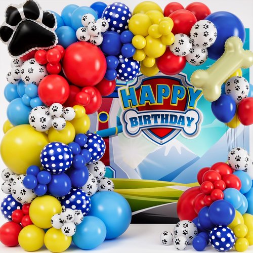 ALL-IN-1 Paw Balloons Garland Arch Kit - Bonus Dog Bone & Paw Print Balloons for Birthday Decor | Perfect for 3rd Birthday Party