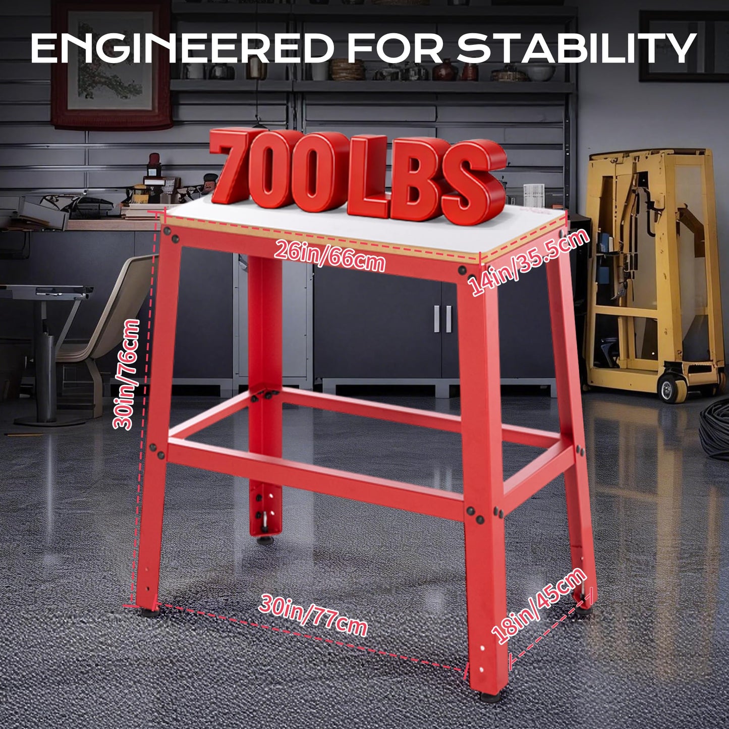 VIGO POWER 700 Lbs Heavy Duty Tool Stand, 30" Work Height & 26" x 14" MDF Top, Universal Benchtop Machine Table with Vibration-Dampening Base for Planer, Drill Press, Saws & Grinders