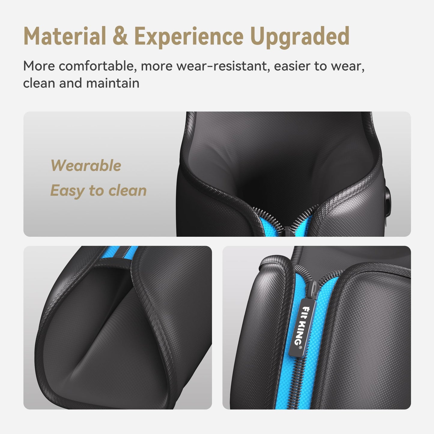 FIT KING Rechargeable Leg and Foot Massager - Cordless Air Compression Full Leg Boots Massager for Circulation and Recovery - Pressure Sensor & LCD Display - 3 Modes 10 Intensities 5 Timer Functions