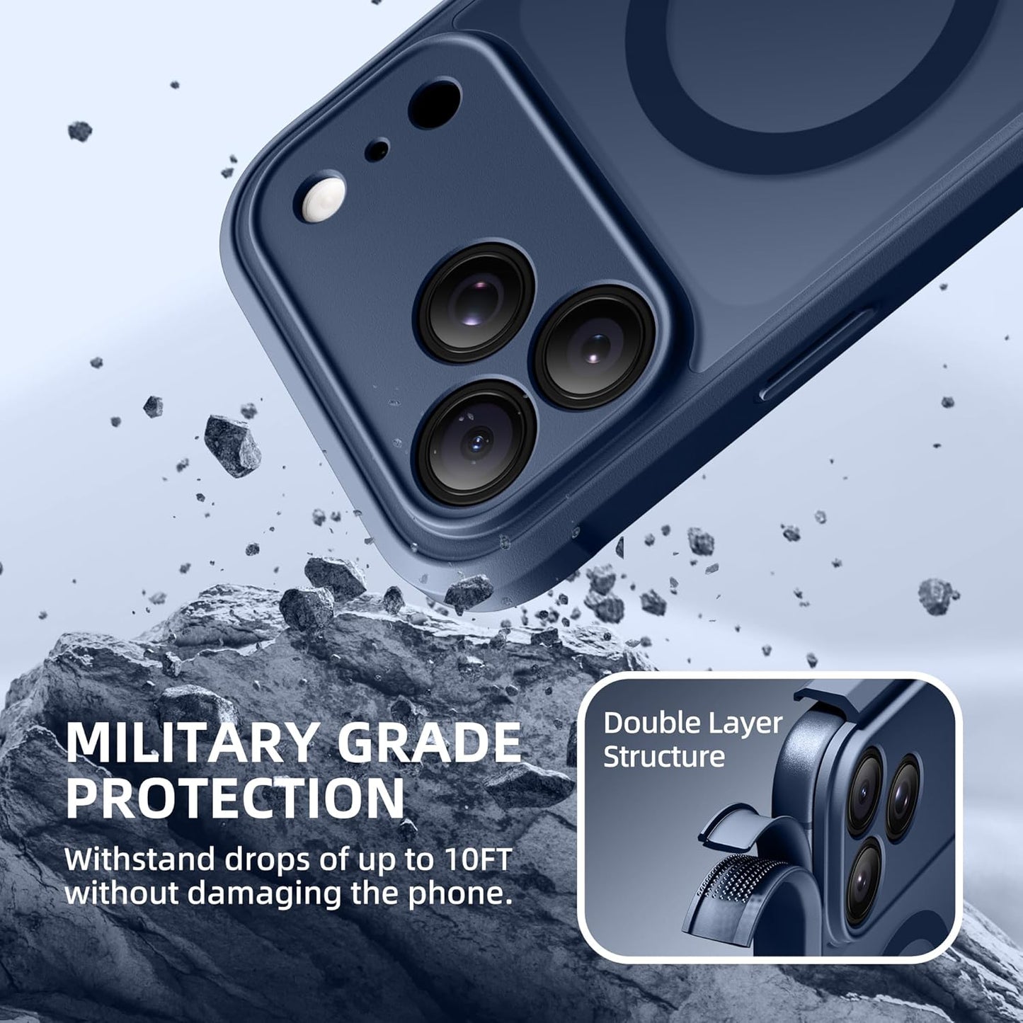 BERFY 17 6.3", for iPhone Pro Case, Compatible with MagSafe, Built-in Privacy Screen Protector, Camera Protection