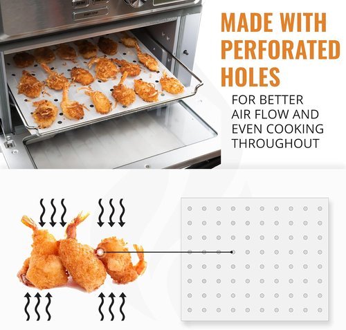 Gowise Parchment Paper Sheets - Non-Stick Perforated Liners for Toaster Oven & Air Fryer | 9 x 11 Inches