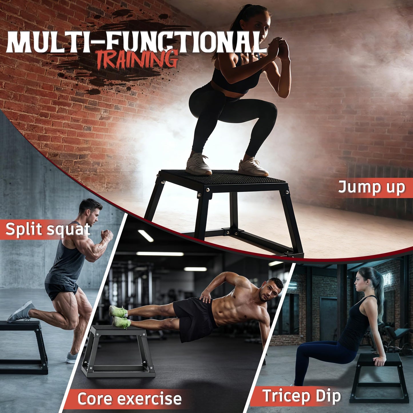 GanFindX Steel Plyometric Jump Box,18 Inch Heavy Duty Plyo Platform, Non-Slip Workout Step Box for Home Gym, Agility, Strength & Conditioning Training