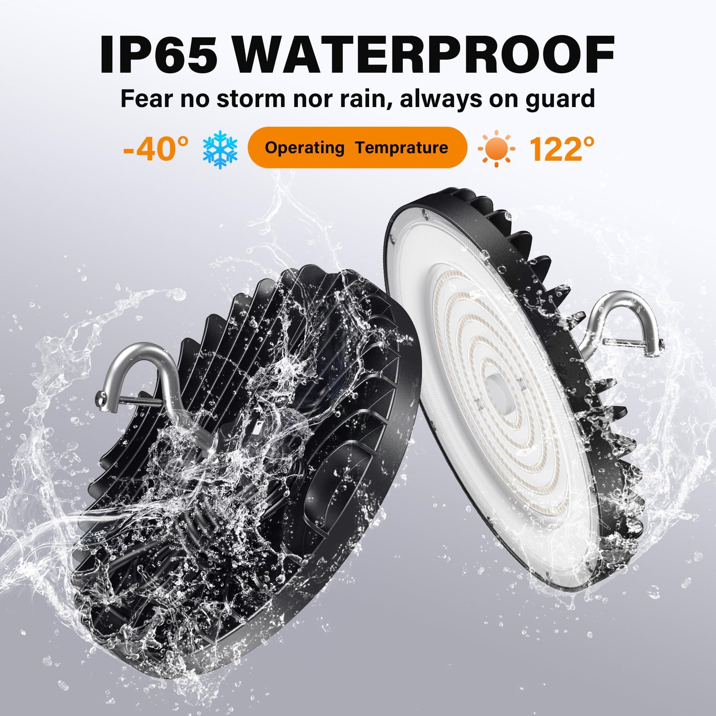 Yihuven 10 Pack UFO Led High Bay Light 150W, 21000lm, 6000K Daylight Plug & Play Lighting for Warehouse, High Bay Led Lights with 5' Cable US Hook, IP65 Waterproof Commercial Light Fixture