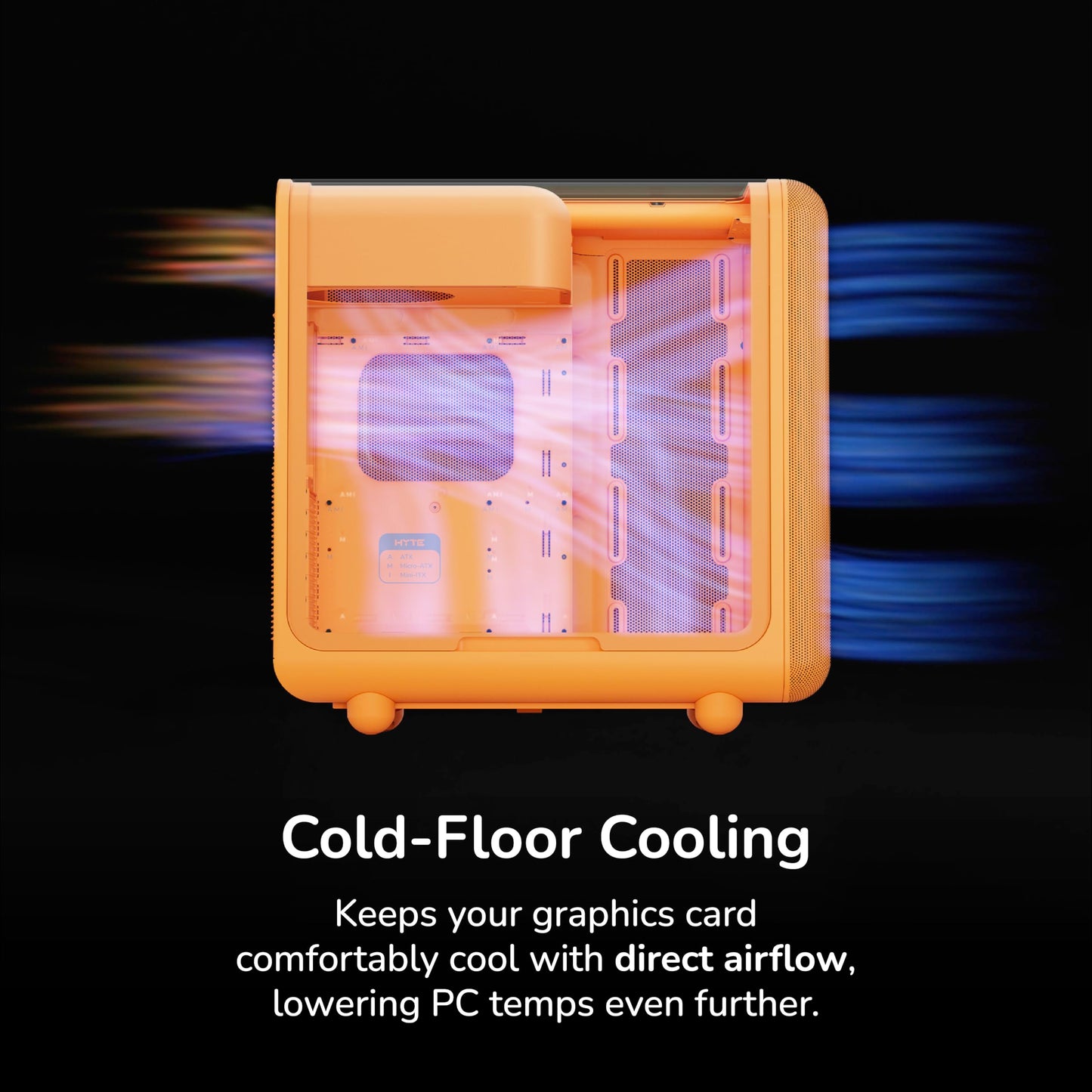 Hyte X50 - Modern Performance ATX Mid-Tower Gaming PC Case - Optimized High Airflow Chassis - 4mm Thick, Curved, Laminated Acoustic Glass - Micro Mesh Panels w Sturdy Stamped Steel - Astral Orange