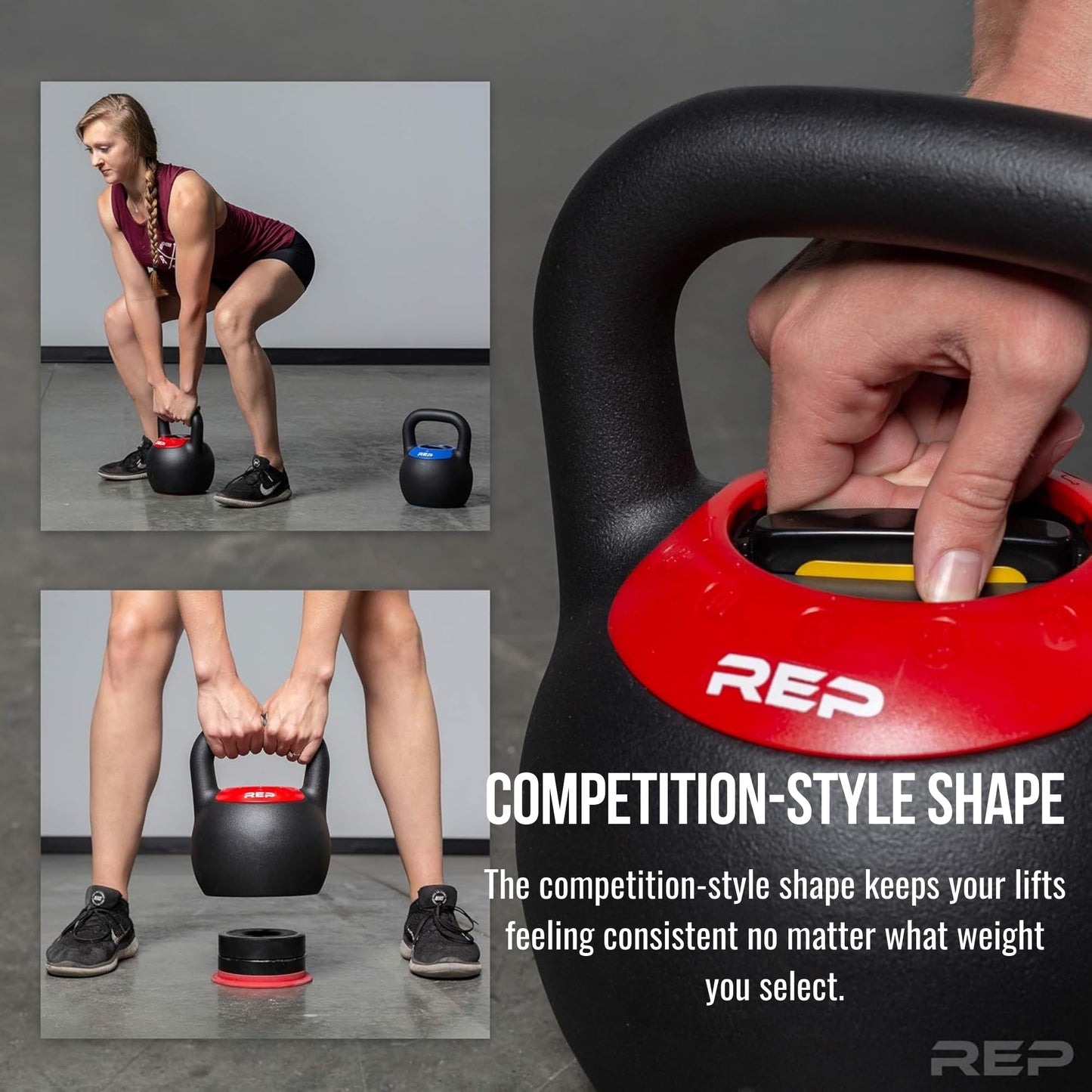 Rep Fitness Adjustable Kettlebell | 40 lb | Weight Set for Home Gym | Strength Training Equipment for Men & Women | Compact Steel Bell with Ergonomic Handle